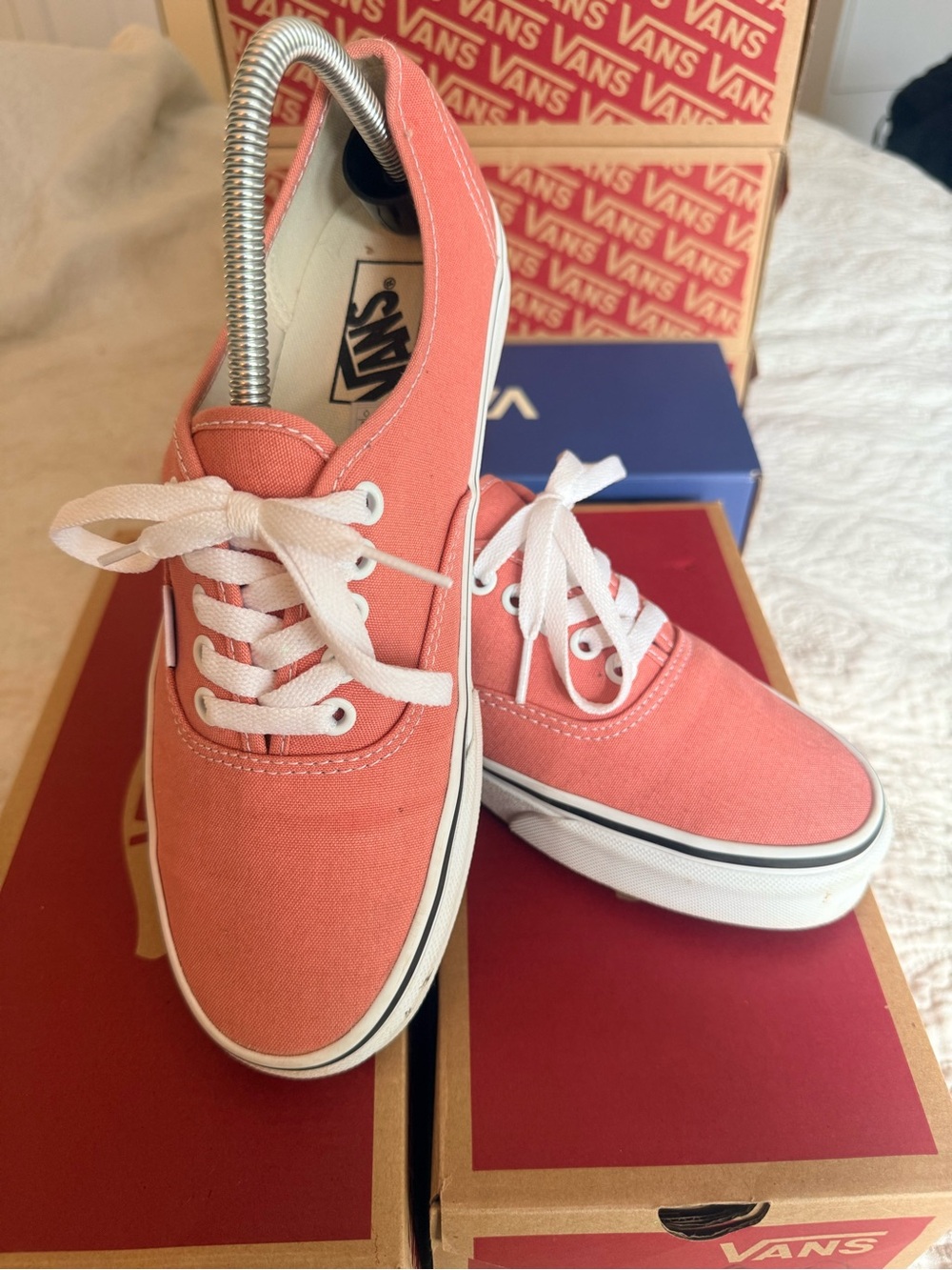 Vans Rosette Authentic Canvas Sneakers - Coral Pink Women 9.5/Men 8